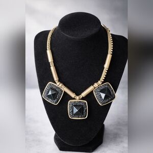 Kenneth Cole New York Black and Gold Statement Necklace